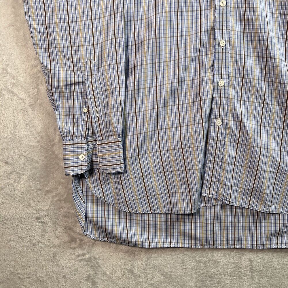 Turnbull & Asser‎ Bespoke Mens Dress Shirt XL?*READ Blue Plaid Button Down - Picture 3 of 16